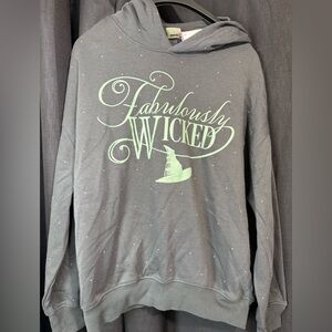 Wicked Fabulously Wicked Gray Hoodie with Green Print & Rhinestone Accent NWT